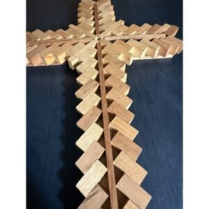 Vintage Handmade Wood Cross Unsigned Wall Art Symbolic, Religious.  6.5 X 10.5"